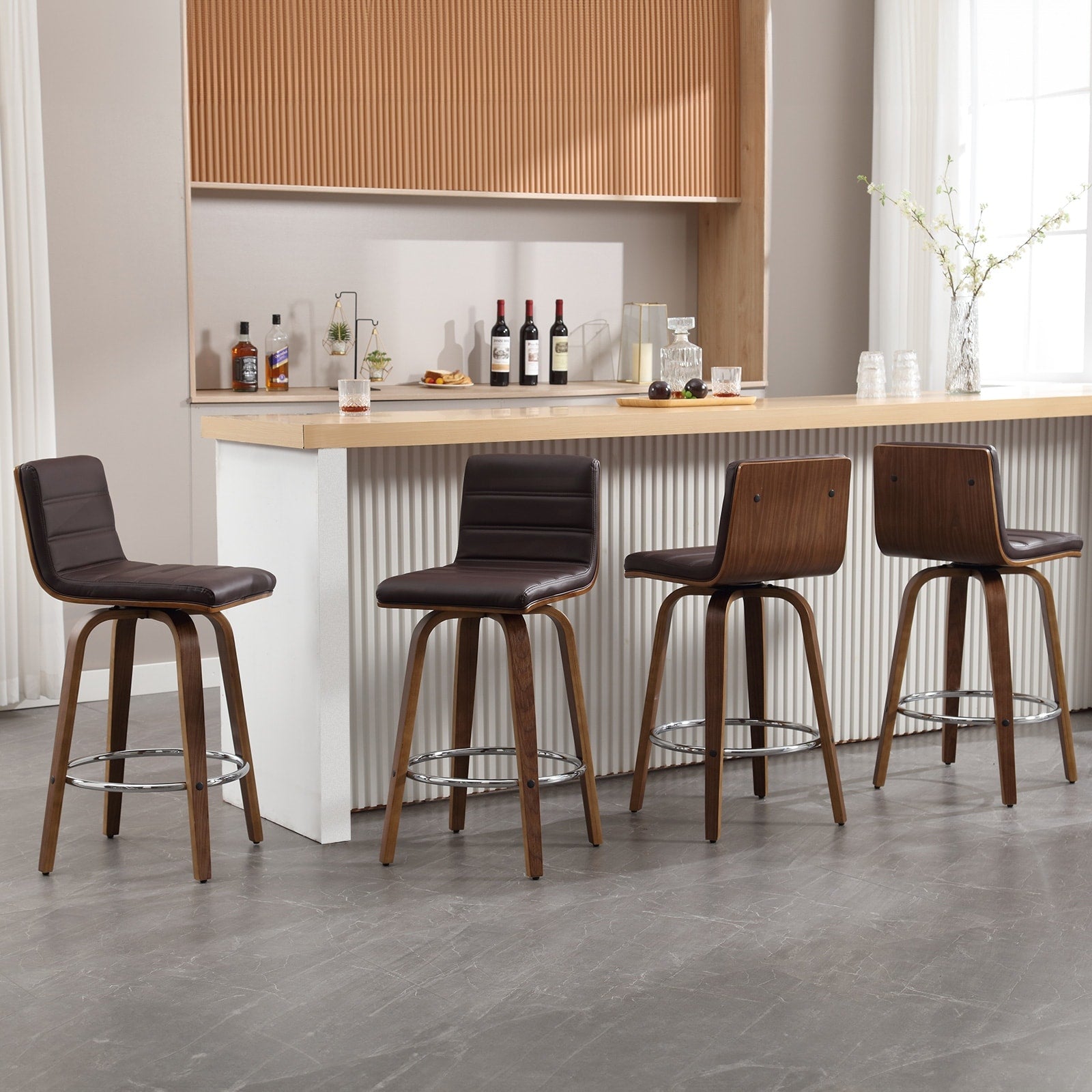Tabourets de bar/comptoir pivotants en similicuir 26/29, lot de 2/3