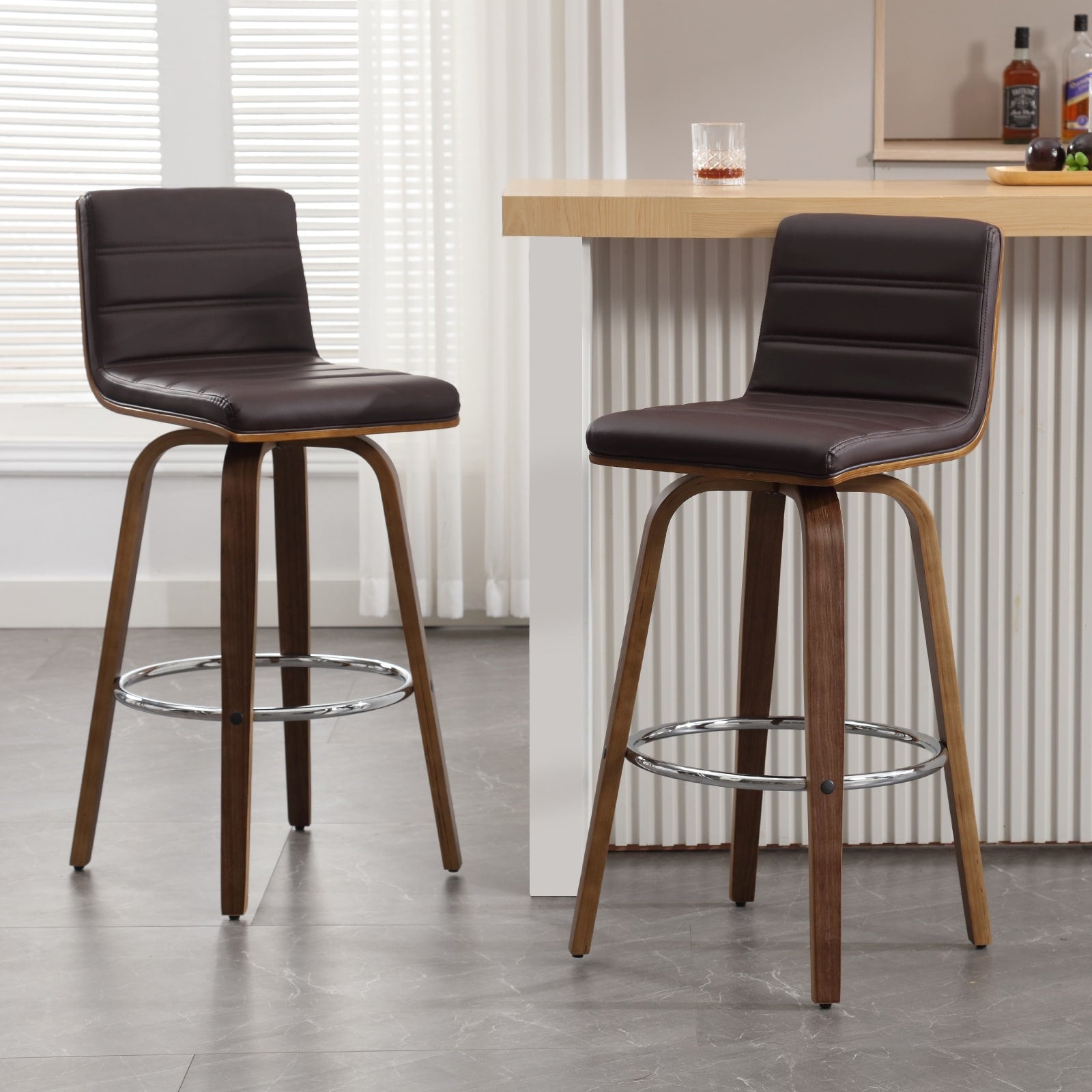 Tabourets de bar/comptoir pivotants en similicuir 26/29, lot de 2/3