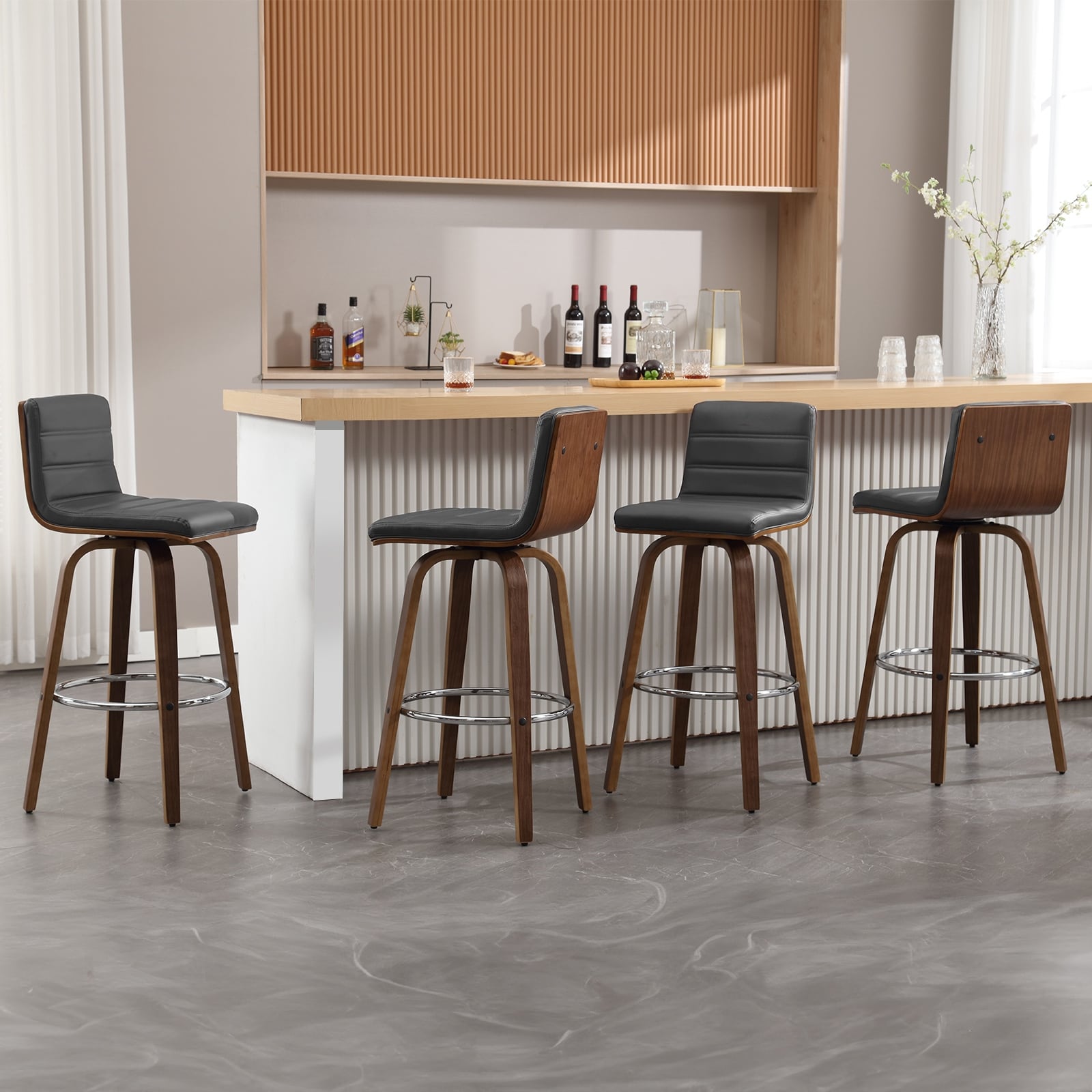 Tabourets de bar/comptoir pivotants en similicuir 26/29, lot de 2/3