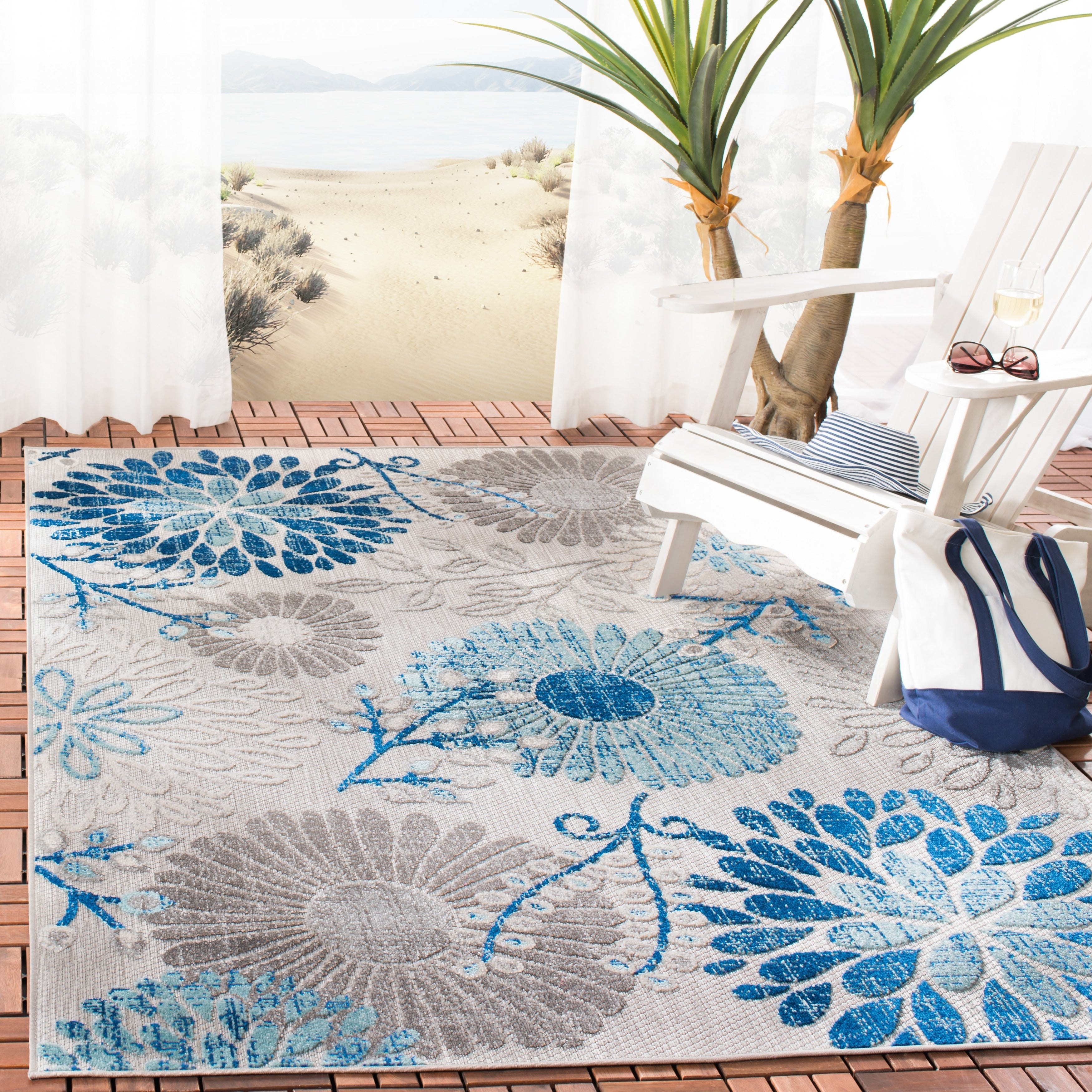 SAFAVIEH Tapis floral de patio imperméable intérieur/extérieur Cabana Hillechien