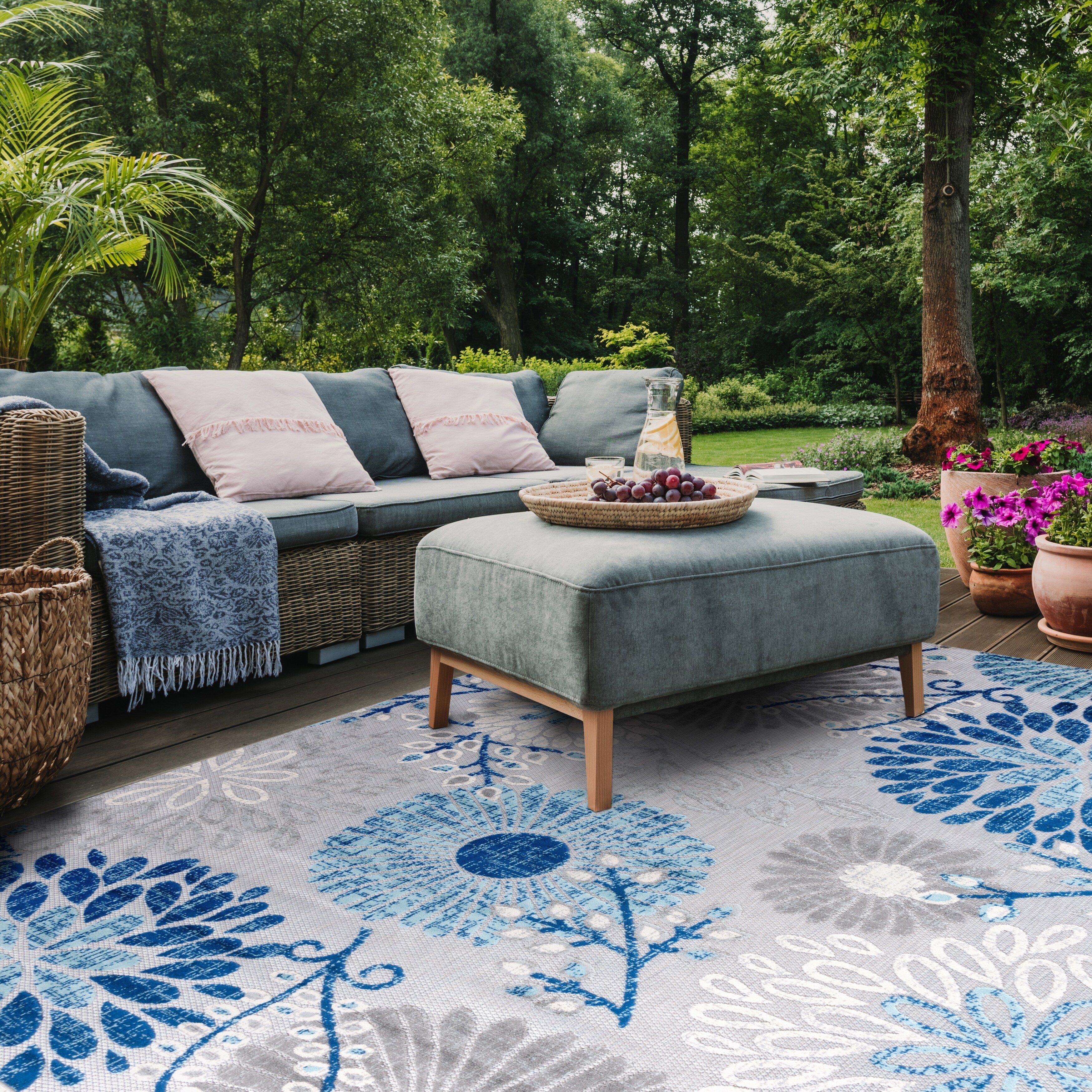 SAFAVIEH Tapis floral de patio imperméable intérieur/extérieur Cabana Hillechien