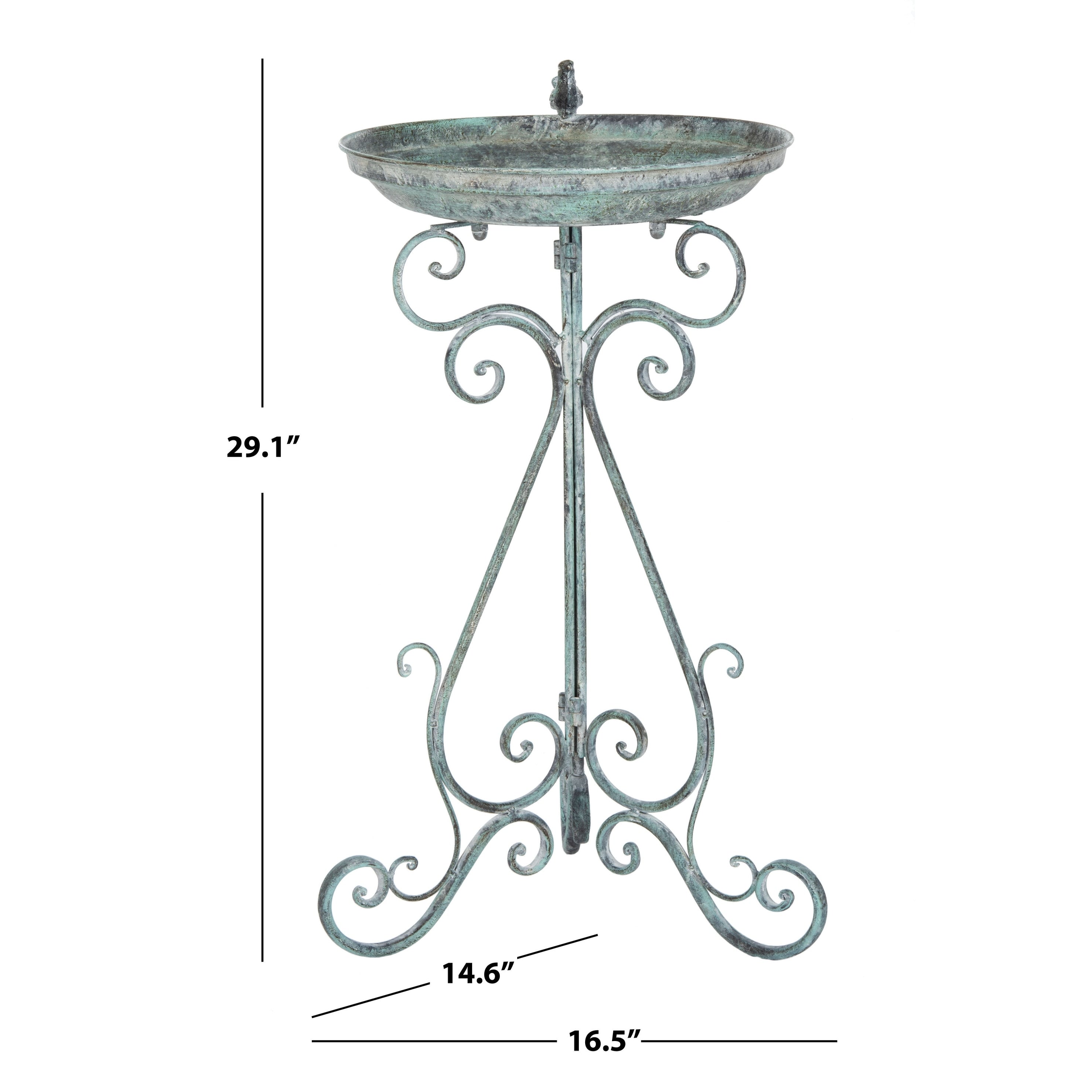 Bain d'oiseaux d'extérieur en fer forgé victorien Amya de SAFAVIEH - 16,5 l x 14,6 L x 29,1 H - 17 l x 15 P x 29 H