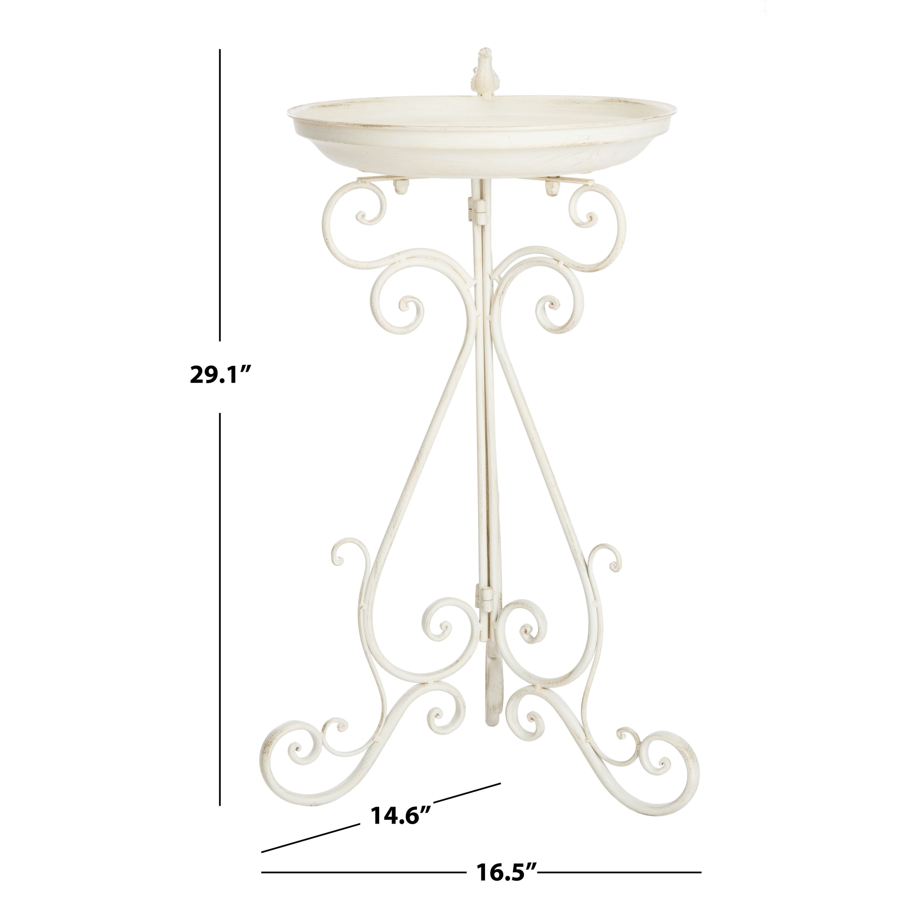 Bain d'oiseaux d'extérieur en fer forgé victorien Amya de SAFAVIEH - 16,5 l x 14,6 L x 29,1 H - 17 l x 15 P x 29 H