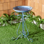 Bain d'oiseaux d'extérieur en fer forgé victorien Amya de SAFAVIEH - 16,5 l x 14,6 L x 29,1 H - 17 l x 15 P x 29 H