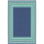 Tapis d'intérieur/extérieur Style Haven Martinque à bordure verte bleu marine ~