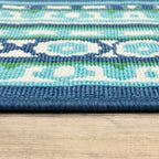 Tapis d'intérieur/extérieur Style Haven Martinque à bordure verte bleu marine ~