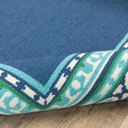 Tapis d'intérieur/extérieur Style Haven Martinque à bordure verte bleu marine ~