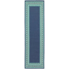 Tapis d'intérieur/extérieur Style Haven Martinque à bordure verte bleu marine ~