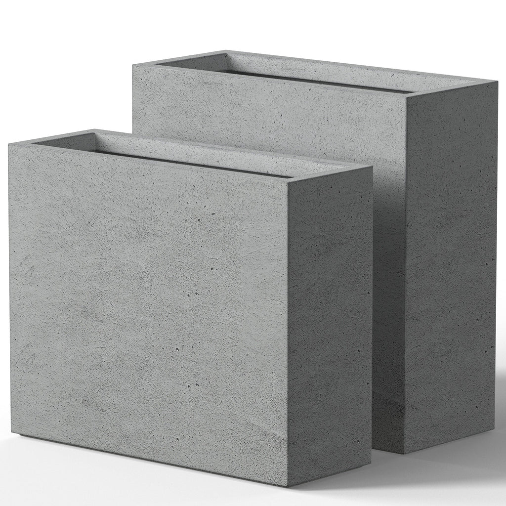 Jardinières rectangulaires en béton de grande taille / Grandes jardinières d'intérieur et d'extérieur