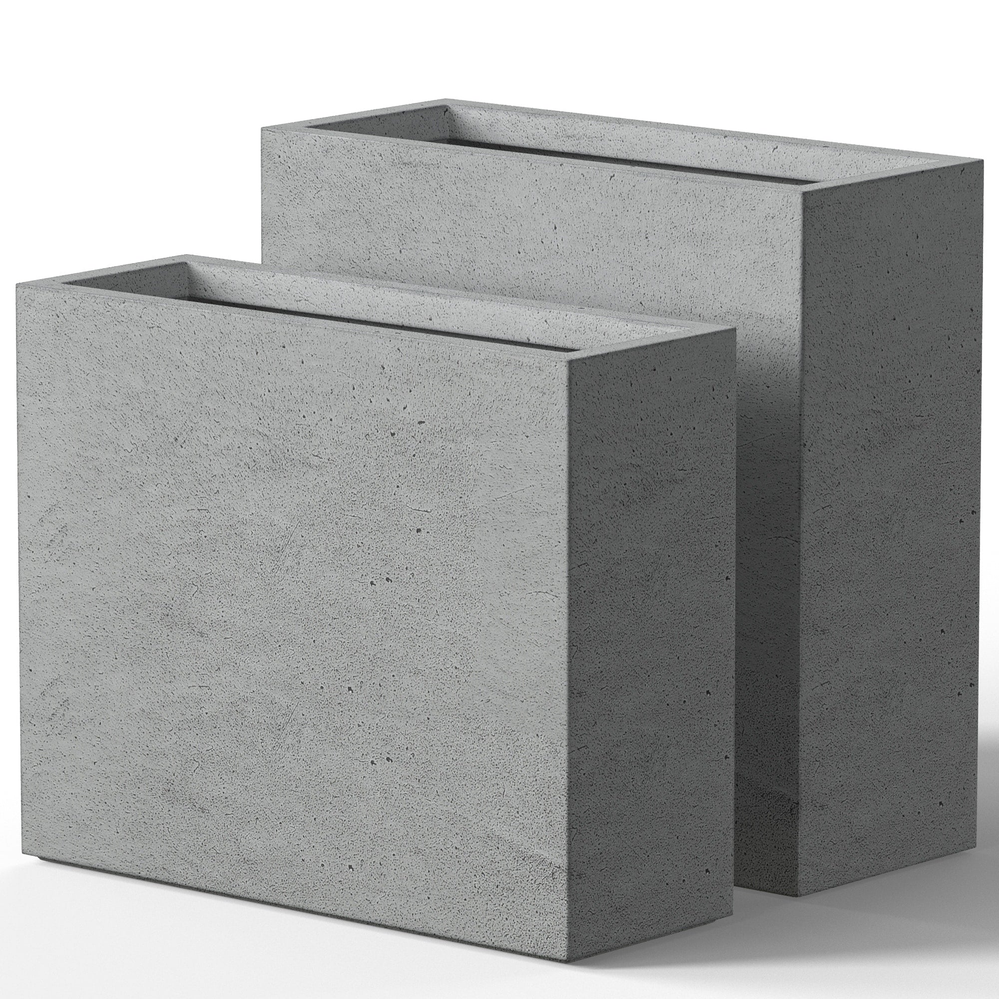Jardinières rectangulaires en béton de grande taille / Grandes jardinières d'intérieur et d'extérieur