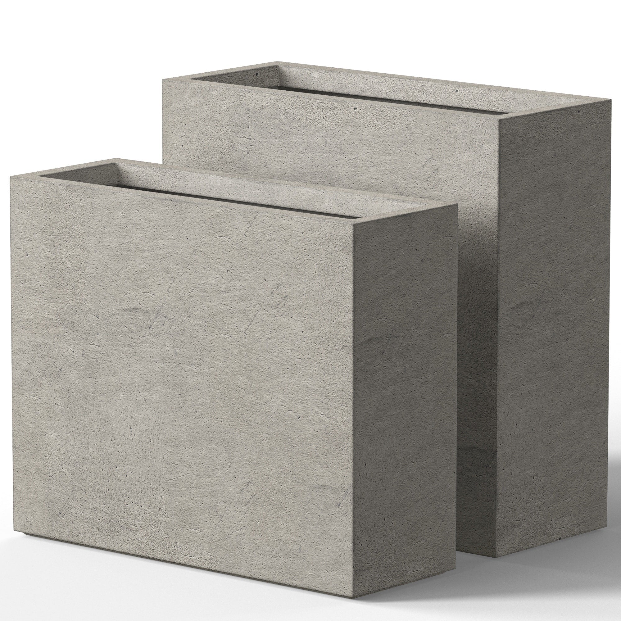 Jardinières rectangulaires en béton de grande taille / Grandes jardinières d'intérieur et d'extérieur