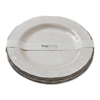 Ensemble de 4 assiettes de table en mélamine émaillée craquelée Veranda de 10,75 po, lavables au lave-vaisselle, pour l'intérieur et l'extérieur, couleur ivoire