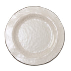 Ensemble de 4 assiettes de table en mélamine émaillée craquelée Veranda de 10,75 po, lavables au lave-vaisselle, pour l'intérieur et l'extérieur, couleur ivoire