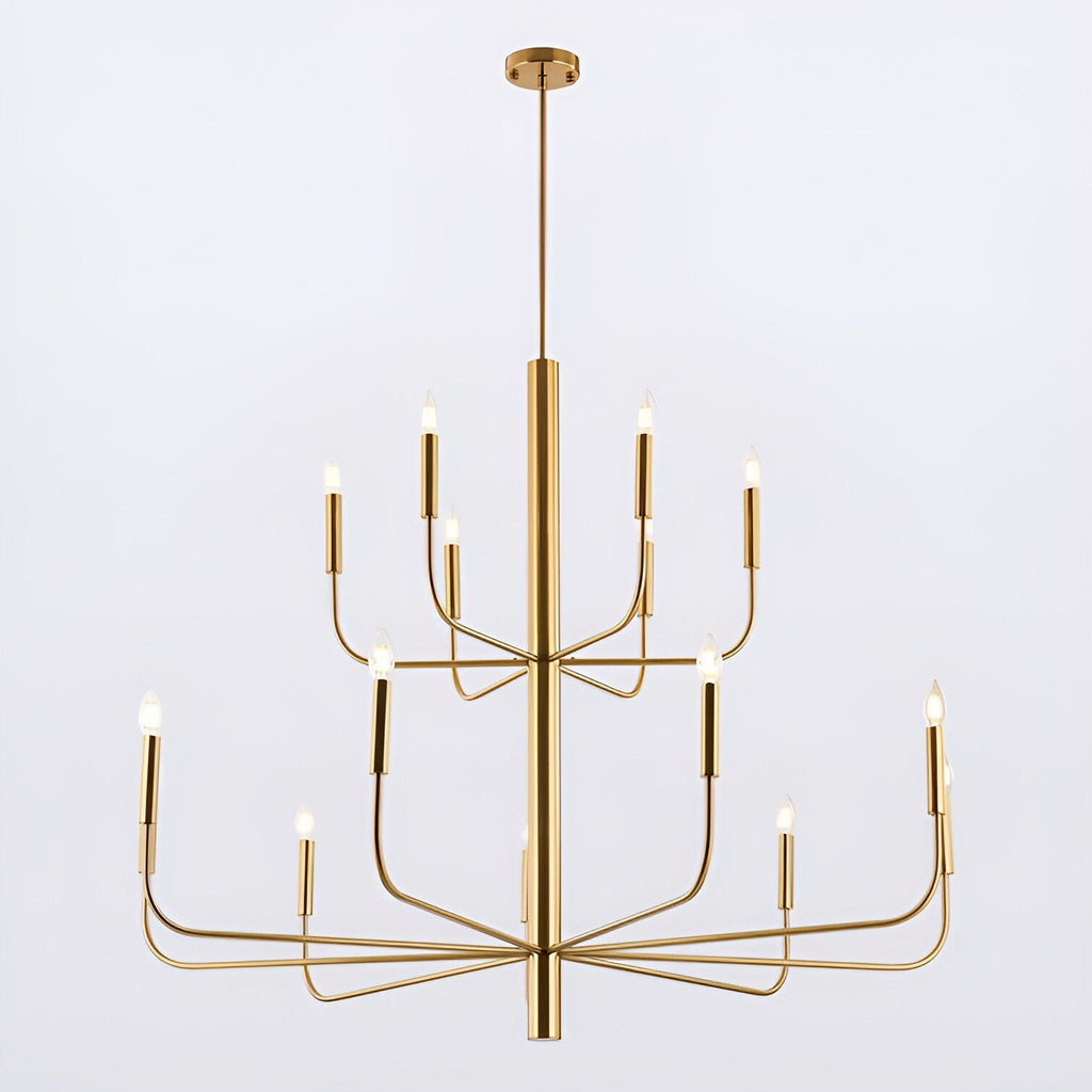 Lustre chandelier minimaliste à 15 lumières, 2 niveaux, design ancien - 48