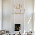 Lustre chandelier minimaliste à 15 lumières, 2 niveaux, design ancien - 48