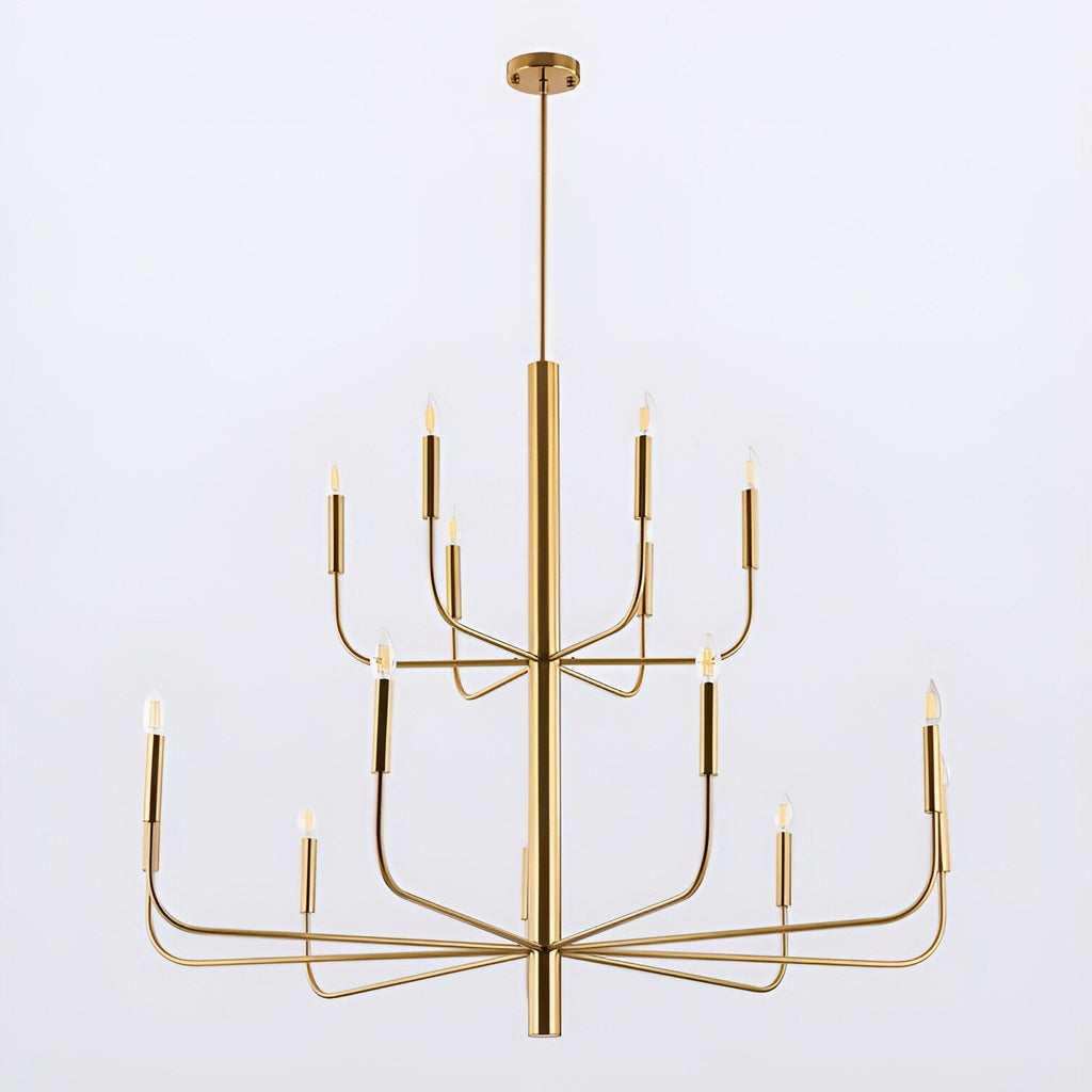 Lustre chandelier minimaliste à 15 lumières, 2 niveaux, design ancien - 48