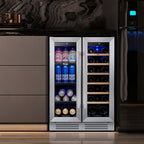 Réfrigérateur à vin/boissons 24 pouces, réfrigérateur double zone pour 20 bouteilles/60 canettes - 24 pouces