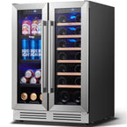 Réfrigérateur à vin/boissons 24 pouces, réfrigérateur double zone pour 20 bouteilles/60 canettes - 24 pouces