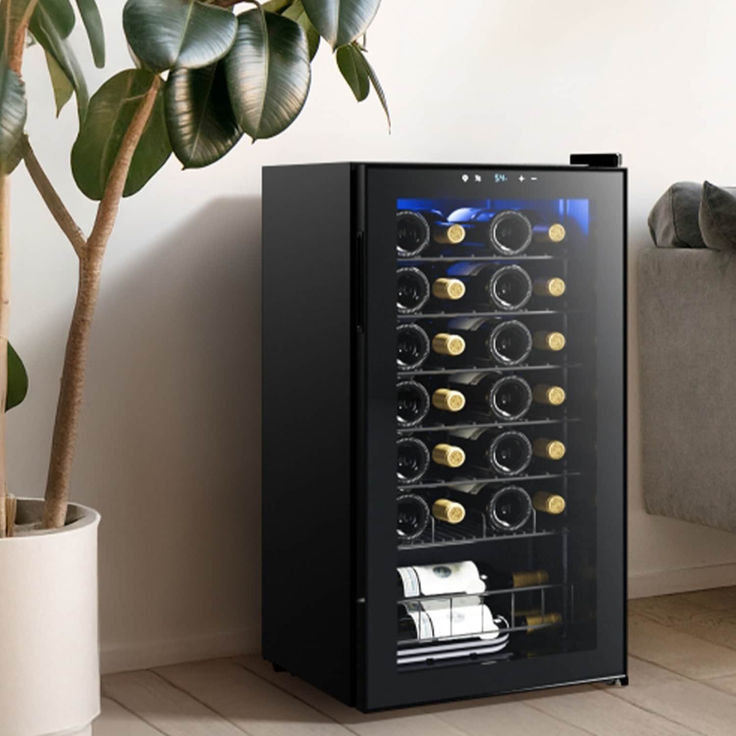 Réfrigérateur à vin/boissons de 17 pouces, 28 bouteilles, en acier inoxydable, pour usage domestique et commercial